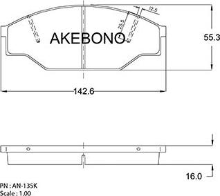 Akebono AN-135KE - Brake Pad Set, disc brake autospares.lv