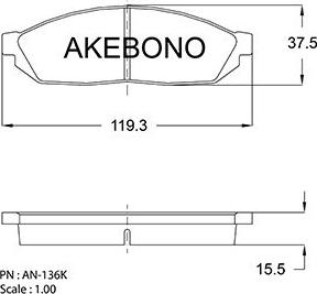 Akebono AN-136K - Brake Pad Set, disc brake autospares.lv