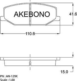 Akebono AN-129K - Brake Pad Set, disc brake autospares.lv