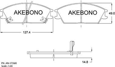 Akebono AN-173WKE - Brake Pad Set, disc brake autospares.lv