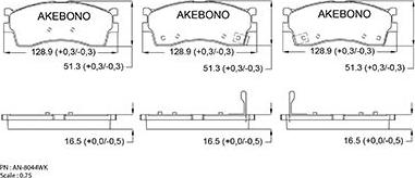 Akebono AN-8044WK - Brake Pad Set, disc brake autospares.lv