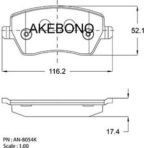 Akebono AN-8054K - Brake Pad Set, disc brake autospares.lv