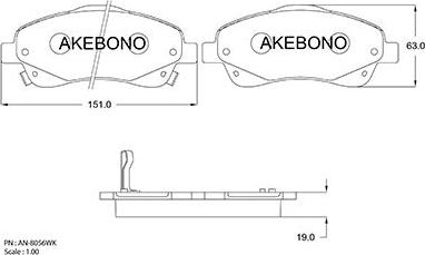 Akebono AN-8056WK - Brake Pad Set, disc brake autospares.lv