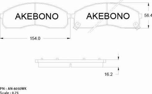 Akebono AN-8050WKE - Brake Pad Set, disc brake autospares.lv