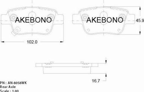 Akebono AN-8058WKE - Brake Pad Set, disc brake autospares.lv