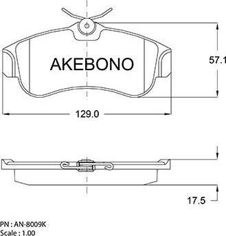 Akebono AN-8009K - Brake Pad Set, disc brake autospares.lv