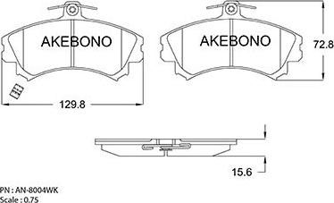 Akebono AN-8004WK - Brake Pad Set, disc brake autospares.lv
