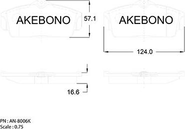 Akebono AN-8006K - Brake Pad Set, disc brake autospares.lv