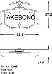 Akebono AN-8001K - Brake Pad Set, disc brake autospares.lv