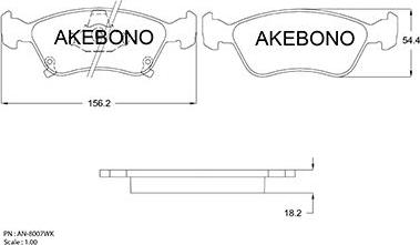 Akebono AN-8007WK - Brake Pad Set, disc brake autospares.lv