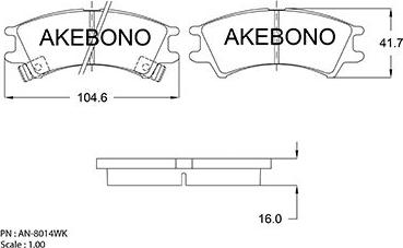 Akebono AN-8014WK - Brake Pad Set, disc brake autospares.lv