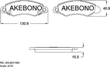 Akebono AN-8011WK - Brake Pad Set, disc brake autospares.lv