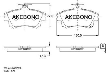 Akebono AN-8086WK - Brake Pad Set, disc brake autospares.lv