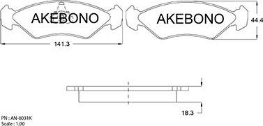 Akebono AN-8031K - Brake Pad Set, disc brake autospares.lv