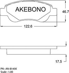 Akebono AN-8145K - Brake Pad Set, disc brake autospares.lv