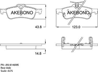 Akebono AN-8146WK - Brake Pad Set, disc brake autospares.lv