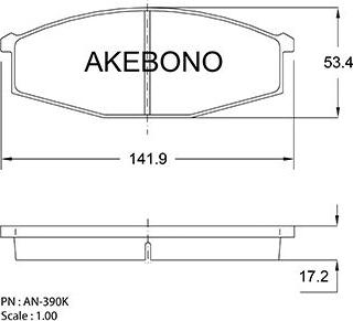 Akebono AN-390K - Brake Pad Set, disc brake autospares.lv