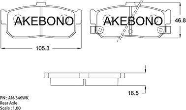 Akebono AN-346WK - Brake Pad Set, disc brake autospares.lv