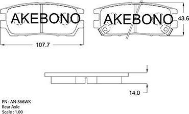 Akebono AN-366WK - Brake Pad Set, disc brake autospares.lv