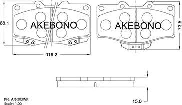 Akebono AN-303WKE - Brake Pad Set, disc brake autospares.lv