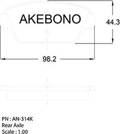 Akebono AN-314K - Brake Pad Set, disc brake autospares.lv