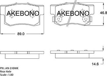 Akebono AN-310WKE - Brake Pad Set, disc brake autospares.lv