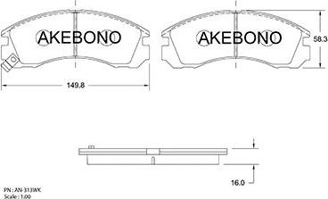 Akebono AN-313WKE - Brake Pad Set, disc brake autospares.lv