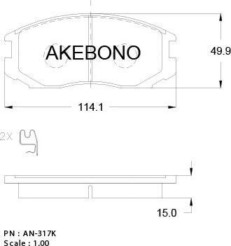 Akebono AN-317WKE - Brake Pad Set, disc brake autospares.lv