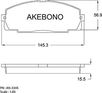 Akebono AN-334KE - Brake Pad Set, disc brake autospares.lv