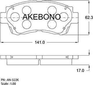 Akebono AN-322K - Brake Pad Set, disc brake autospares.lv