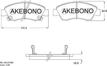 Akebono AN-377WK - Brake Pad Set, disc brake autospares.lv