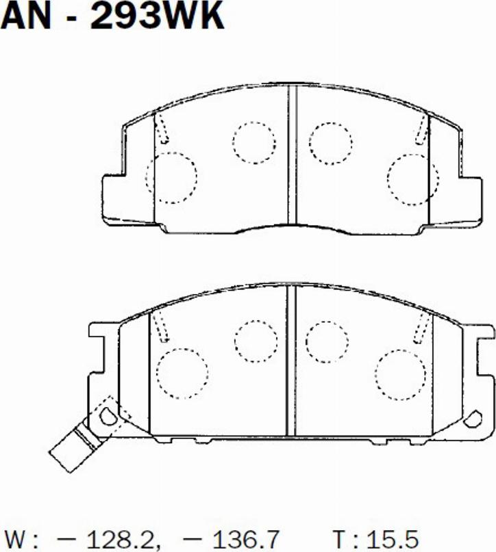 Akebono AN-293WK - Brake Pad Set, disc brake autospares.lv