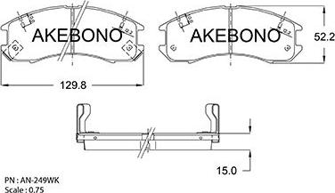 Akebono AN-249WKE - Brake Pad Set, disc brake autospares.lv