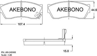 Akebono AN-245WKE - Brake Pad Set, disc brake autospares.lv