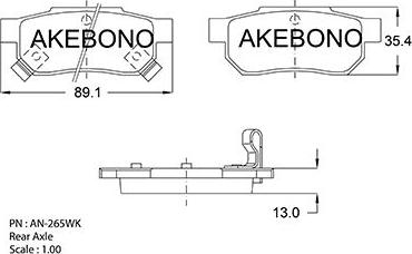 Akebono AN-265WKE - Brake Pad Set, disc brake autospares.lv