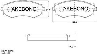 Akebono AN-262WK - Brake Pad Set, disc brake autospares.lv