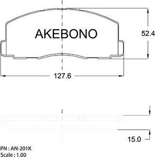 Akebono AN-201K - Brake Pad Set, disc brake autospares.lv