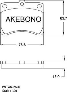 Akebono AN-216K - Brake Pad Set, disc brake autospares.lv