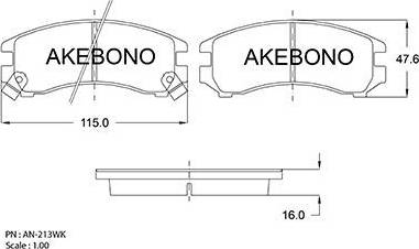 Akebono AN-213WK - Brake Pad Set, disc brake autospares.lv