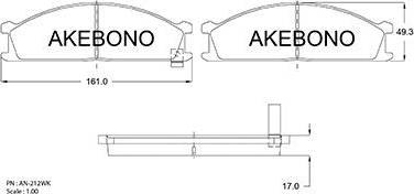 Akebono AN-212WK - Brake Pad Set, disc brake autospares.lv