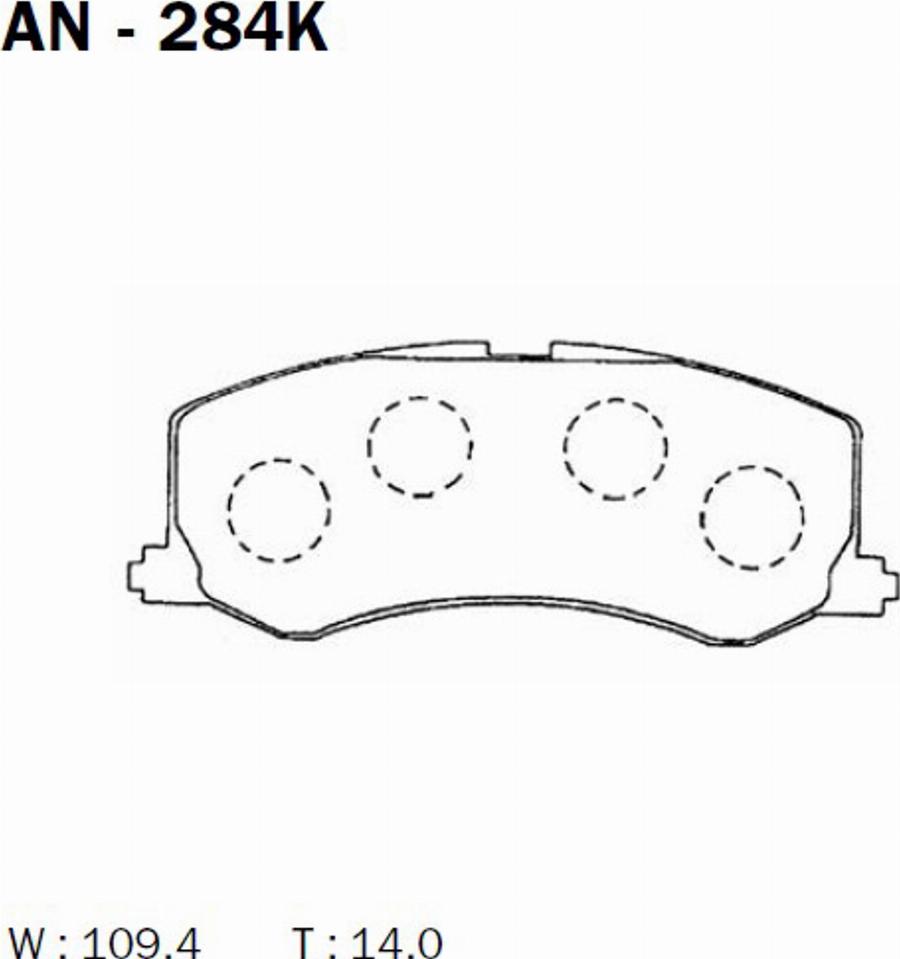 Akebono AN-284K - Brake Pad Set, disc brake autospares.lv