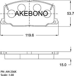 Akebono AN-236KE - Brake Pad Set, disc brake autospares.lv