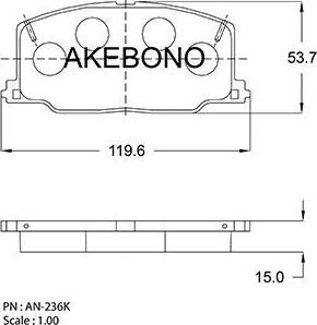 Akebono AN-236K - Brake Pad Set, disc brake autospares.lv