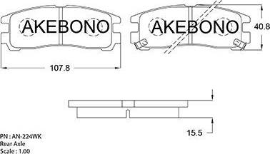 Akebono AN-224WK - Brake Pad Set, disc brake autospares.lv