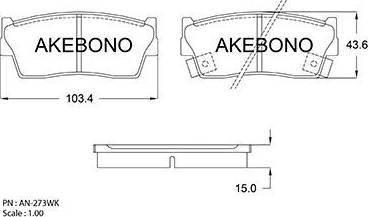 Akebono AN-273WK - Brake Pad Set, disc brake autospares.lv