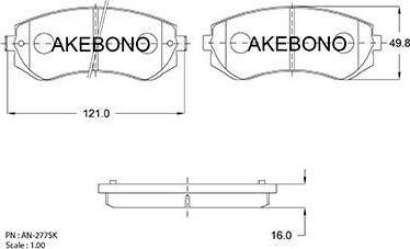 Akebono AN-277SK - Brake Pad Set, disc brake autospares.lv