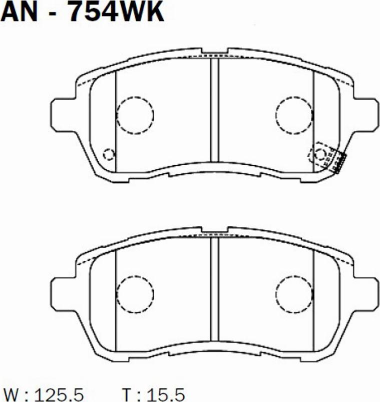 Akebono AN754WK - Brake Pad Set, disc brake autospares.lv