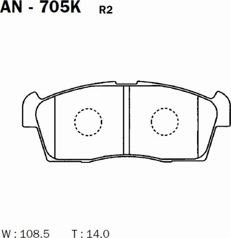 Akebono AN705K - Brake Pad Set, disc brake autospares.lv