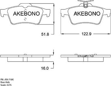 Akebono AN-718KE - Brake Pad Set, disc brake autospares.lv