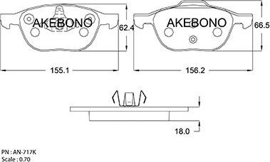 Akebono AN-717K - Brake Pad Set, disc brake autospares.lv